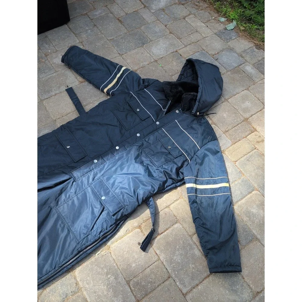 Vintage Sears Work N Leisure Snowsuit Coveralls Mens L 44 Short Blue Hooded - Picture 2 of 3